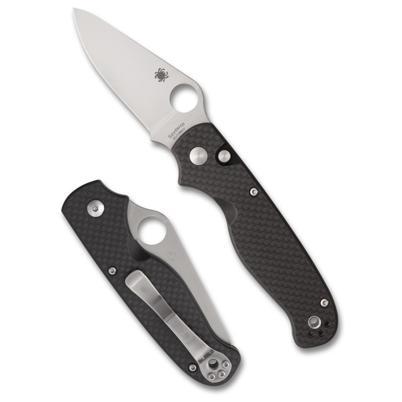 Spyderco ButtonUp Carbon Fiber Folding Knife 3.27" Clip Point Blade 7.5"