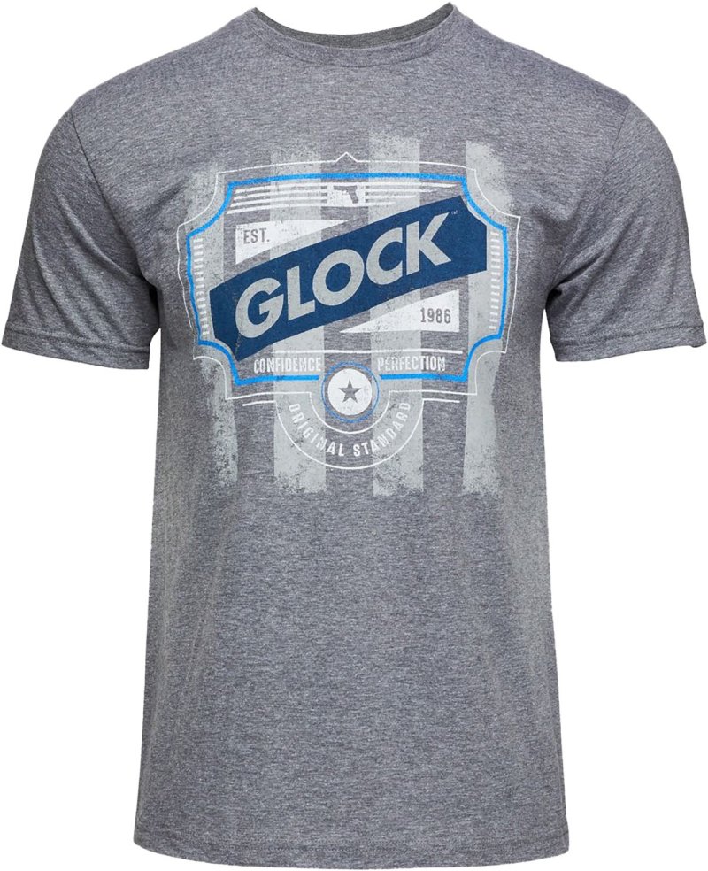 Glock Blue Line Tee Gray Ringspun Cotton/Polyester Medium