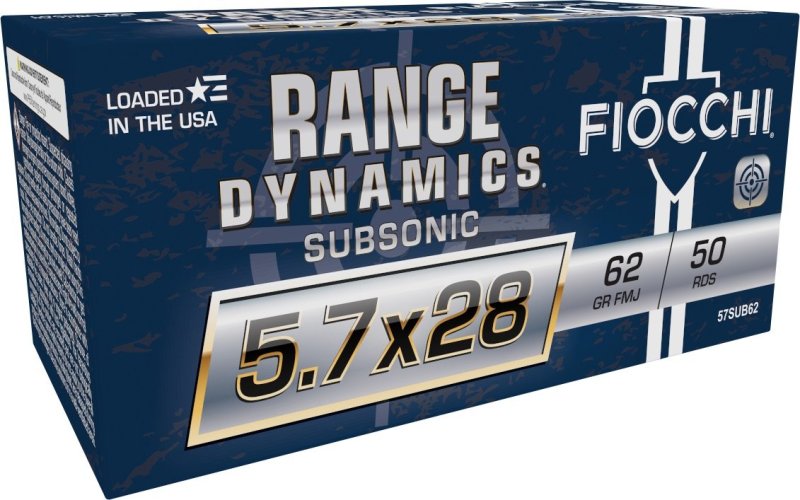 Fiocchi 57SUB62 5.7x28mm 62Gr FMJ Subsonic Ammo 50 Rounds