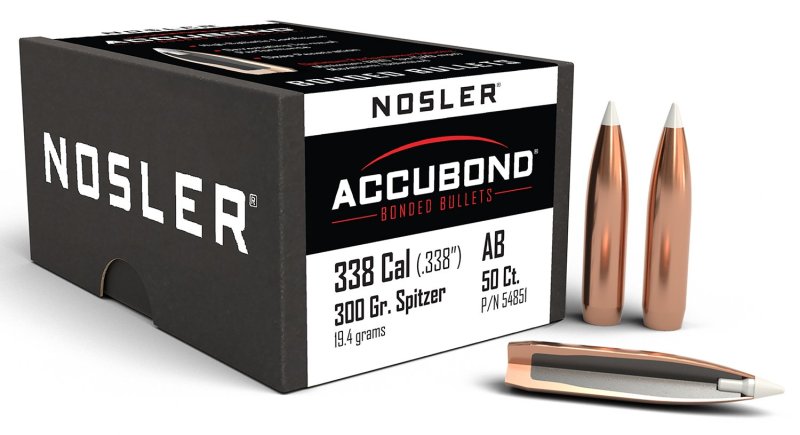 Nosler AccuBond .338 Caliber 300 Grain Spitzer Point 50 Count Box