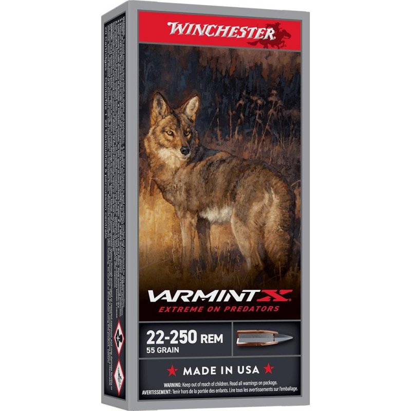 Winchester X22250PXP VarmintX .22-250 REM 55gr 20/Box Ammo