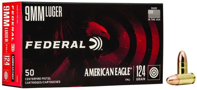 Federal Premium Ammunition AE9AP 9mm Luger 124 Grain FMJ 50 Rounds