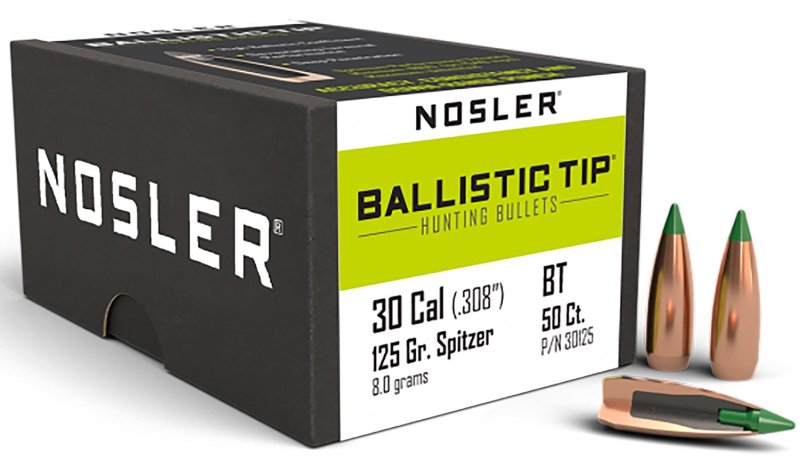Nosler 30125 30 Caliber 125 Grain Spitzer 50 Count Hunting Bullet