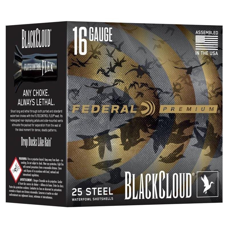 Federal Black Cloud Waterfowl Shotshells 16ga 2-3/4 7/8oz 1450fps #2 25/ct