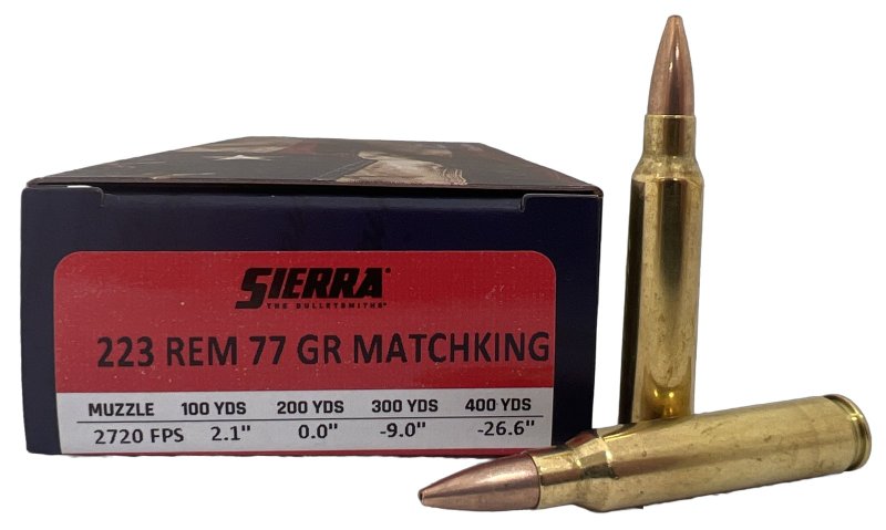 Sierra A937709F 223 REM 77GR HP BT Ammo, 20 Rounds, Folds of Honor Edition