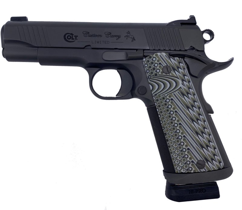 Colt Custom Carry 9mm Luger 4.25" Barrel, 7+1 Capacity, Smoke Gray Stainless Steel Frame, Cerakote Slide, Gray G10 Grip