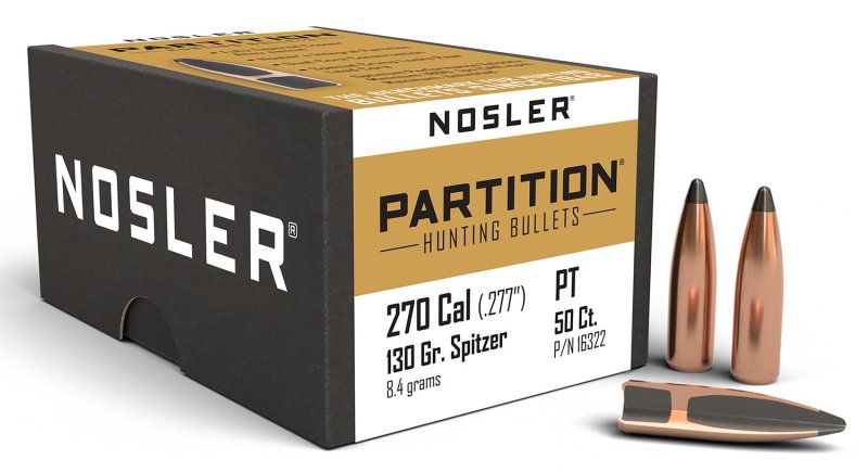 Nosler 16322 Partition .270 Caliber 130 Grain SPT 50 Count Bullet