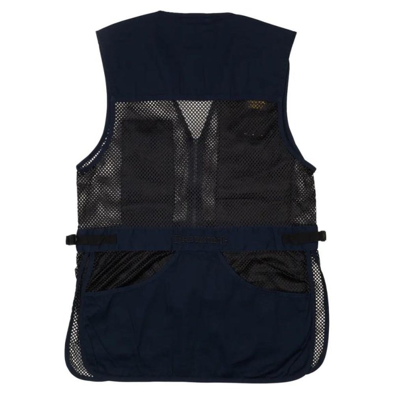 Browning Trapper Creek Vest Large, Navy/Black, 4oz Cotton Twill, Polyester Mesh, Shooting Patch, Shell Pockets
