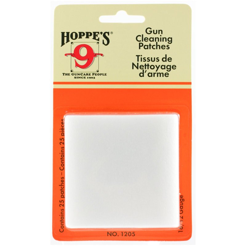 Hoppe's Gun Cleaning Patches #5 12 / 16 Gauge Synthetic 25 Per Pack
