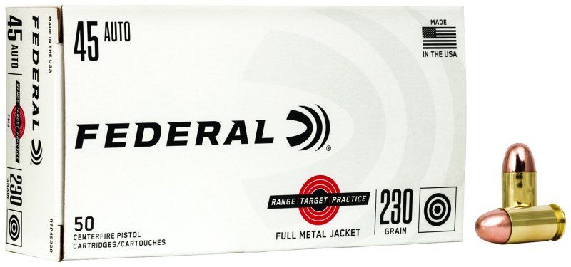 Federal Premium Range Target Practice 45 ACP 230gr FMJ 50rds