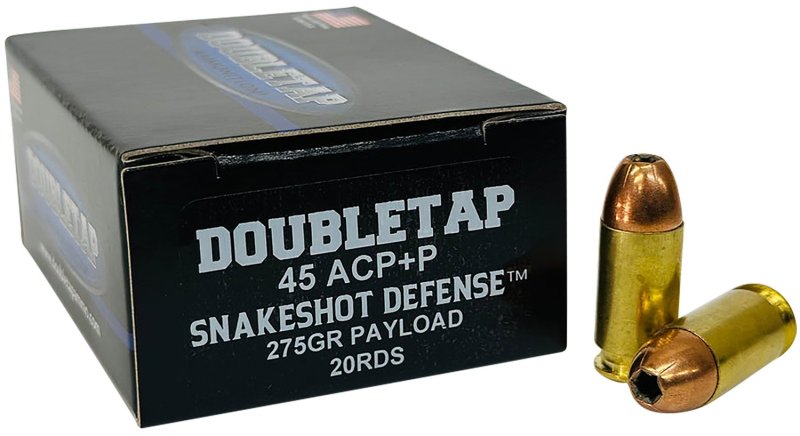 DoubleTap 45ASS20 Snake Shot 45ACP Ammo 20/Box 50/Case Brass