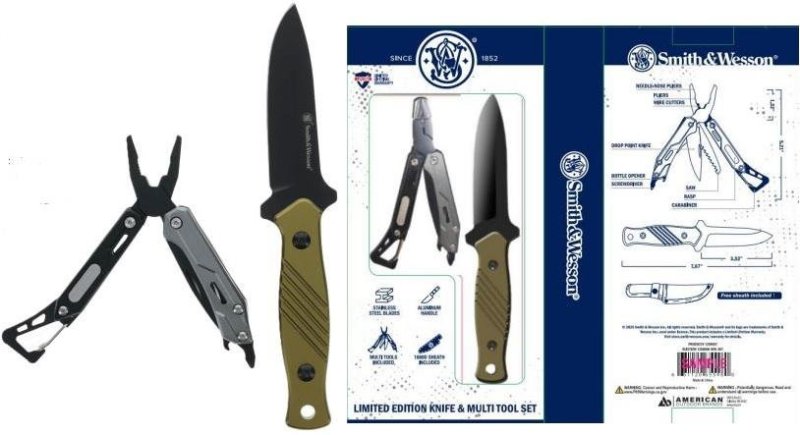 Smith & Wesson Fixed Blade Knife Multi-Tool Combo with Sheath 1259507