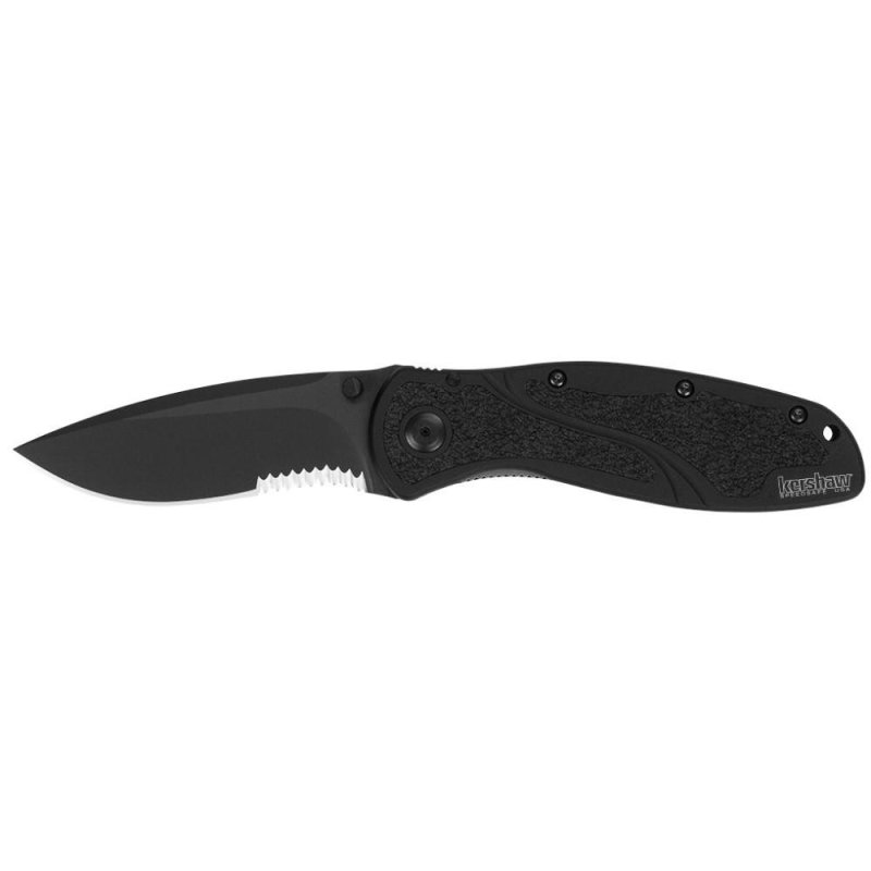 Kershaw 1670BLKST Blur Black Knife with Partially Serrated Blade