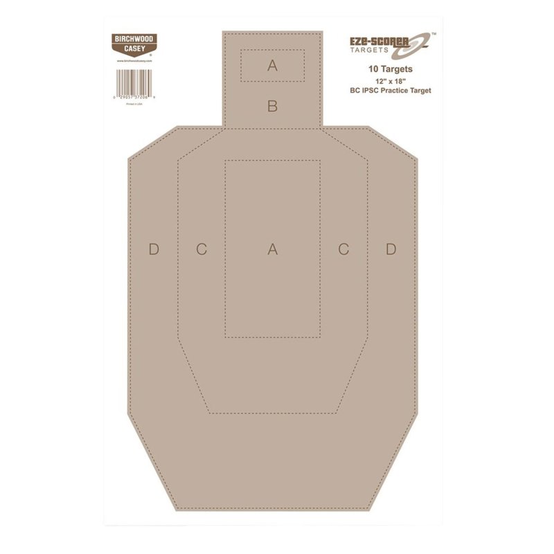 Birchwood Casey EZE-Scorer IPSC Silhouette Paper Target 12" x 18" Tan 10