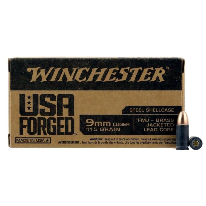 Winchester USA 9mm Luger Steel 115gr FMJ-RN 500rd Case - 9mm Luger, FMJ, 115gr, 500rd