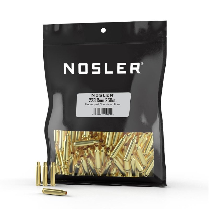 Nosler Unprimed Unprepped Brass .223 Rem 250 Count Bulk Packaging