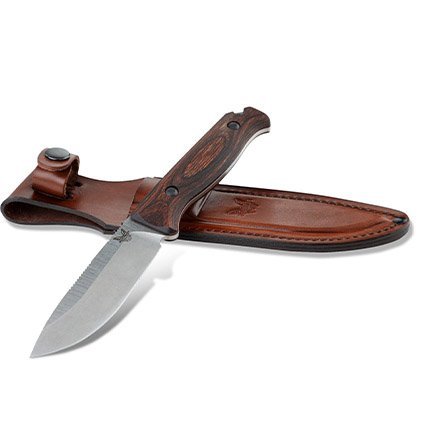 Benchmade Saddle Mtn Skinner SW/PL 4.2";CPM-S30V Steel; Stabilized Wood Handle; Leather Sheath included