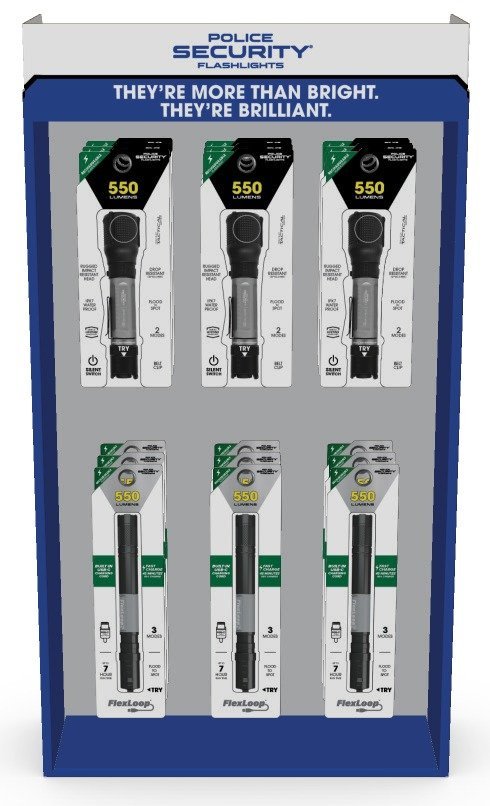 Police Security Flashlights 97109 Preloaded Half Sidekick Display