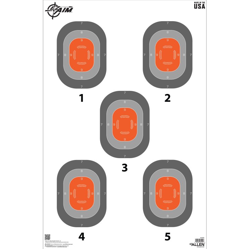 Allen EZ Aim 5-Spot Paper Targets 23x35 In 50 Pack Orange/Gray