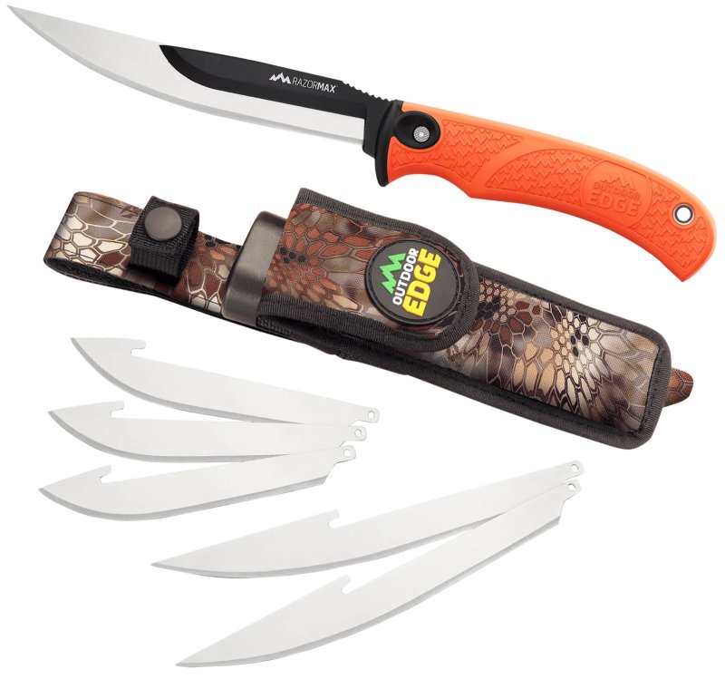 Outdoor Edge RazorMax RMB20C Knife 6 Blades Blaze Orange Handle