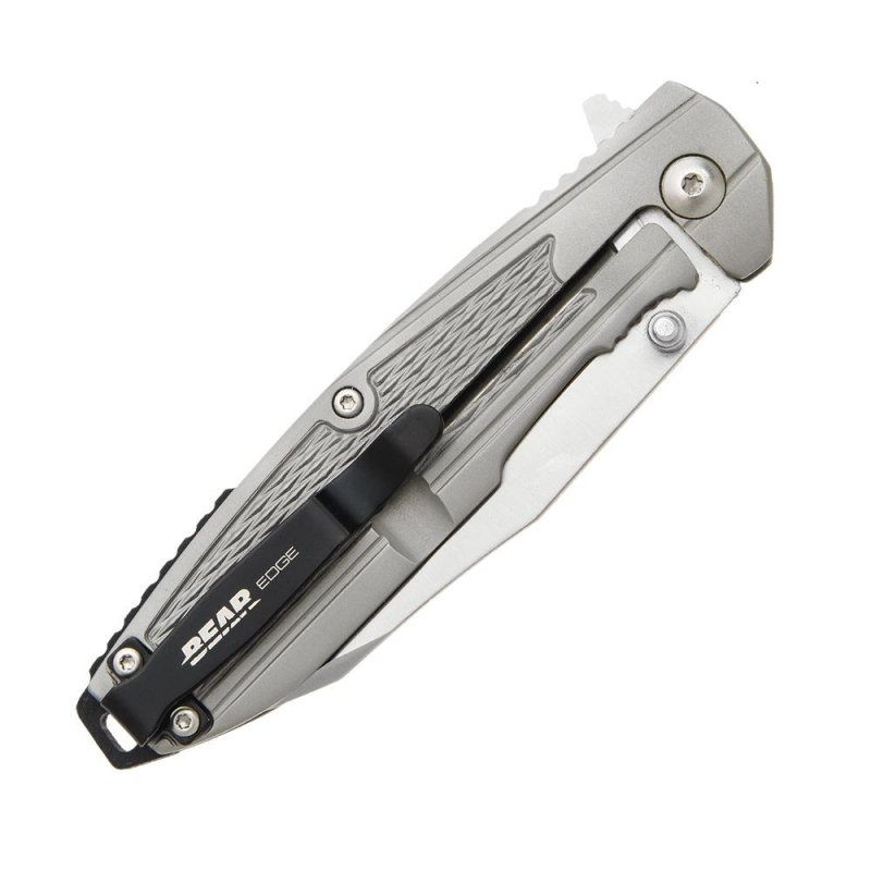 Bear & Son Frame Lock Folding Knife 3-1/4 Reverse Tanto Blade Grey