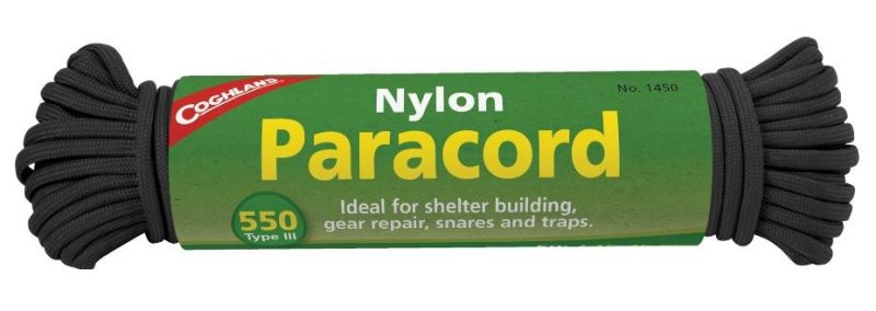 COGHLAN'S Paracord 50' Black Type III 550, 7-Strand