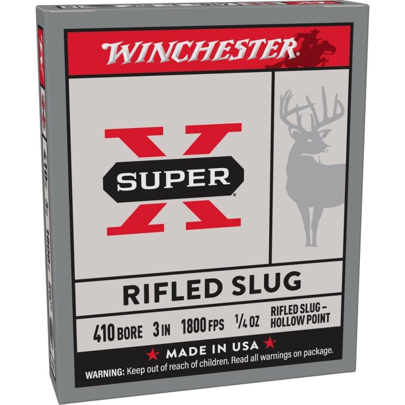 Winchester Ammo X413RS5 Super X 410 Gauge 3" 1/4 oz Rifled Slug Shot 5 Per Box