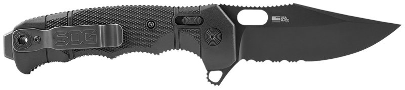 SOG SOG12210557 Seal XR 3.9" Folding Knife S35VN Black Serrated Blade