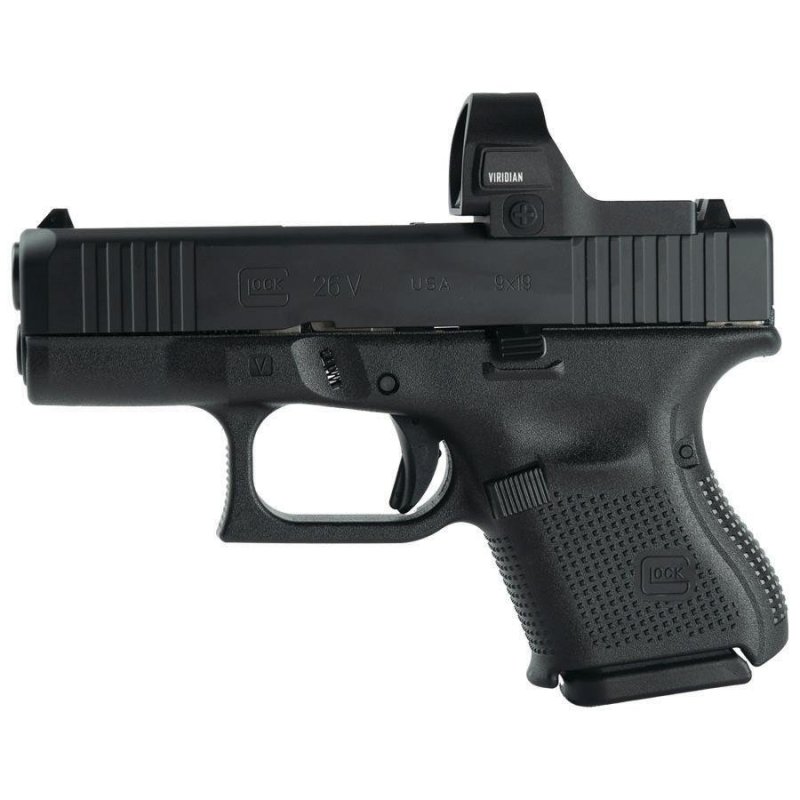 Glock V-Series Model 26 Handgun 9mm Luger 10rd Magazines (3) 3.43 Barrel Black US Made w/Viridian RFX35 Green Dot
