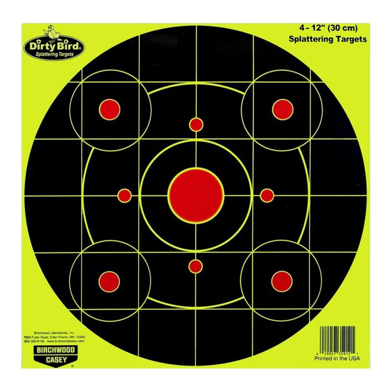 Birchwood Casey BC-35912 12 Inch Yellow Bullseye Reactive Target 4 Pack
