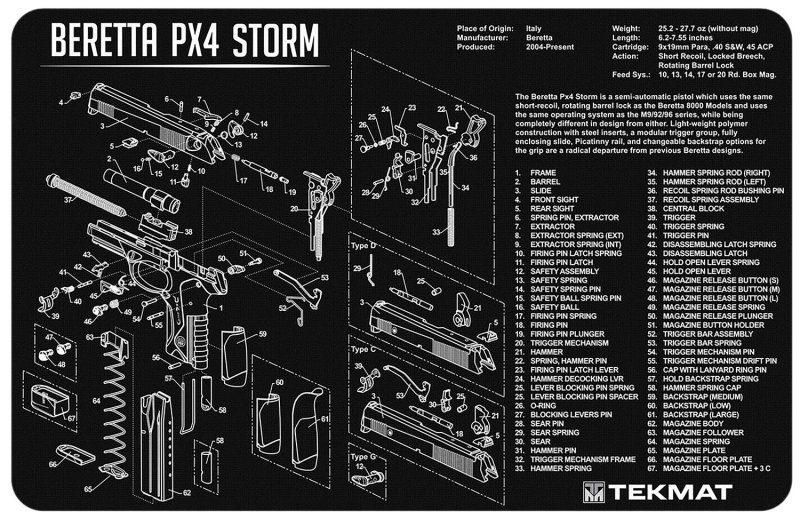 TekMat TEKR17BERPX4 Beretta Px4 Storm Cleaning Mat 11"x17"