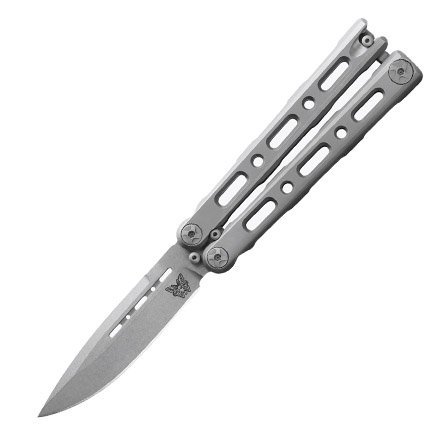 Benchmade 82 Laro Titanium Balisong Drop Point Gray 6AI-4V Handle