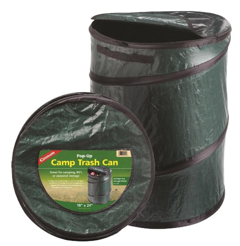 COGHLAN'S Pop-Up Camp Trash Can 33 Gal Spring-Loaded 19 In Dia x 24 In