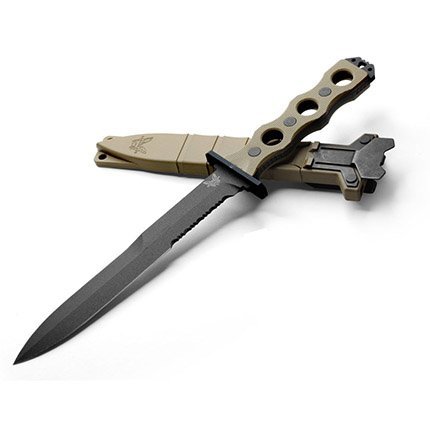 Benchmade 185BK-1 SOCP 7.11" CPM-3V Cobalt Black Blade Tan G10 Sheath