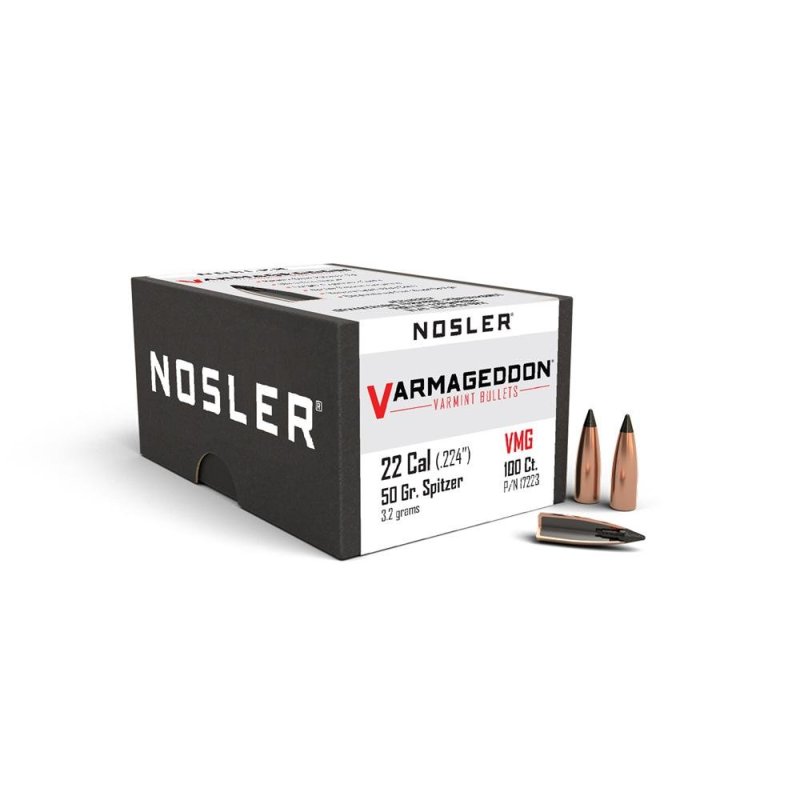 Nosler Varmageddon .22 Caliber, 50gr Flat Base Tipped Bullets, 100 Count