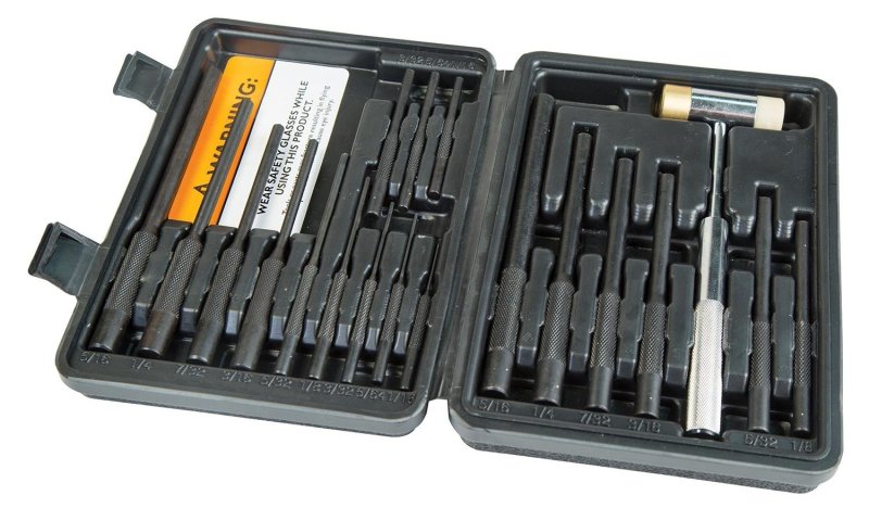 Wheeler Master Roll Pin Punch Set Steel Knurled Handle