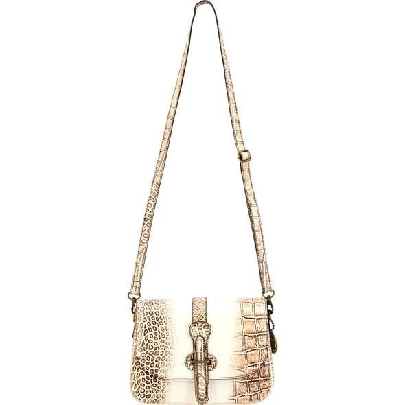 Cameleon 49643 S&W Croc Crossbody Handbag, Beige/Brown, Genuine Leather