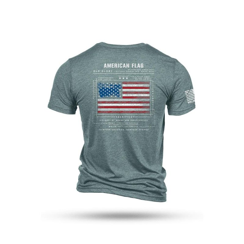 Nine Line Apparel American Flag Schematic Short Sleeve Denim 3XL