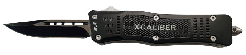 Xcaliber 9mm OTF Drop Point Knife 2.75in 440C Black Blade