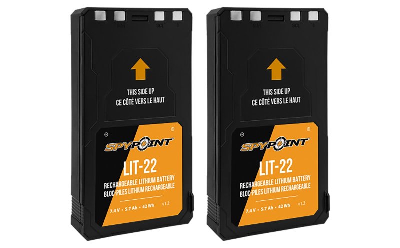 Spypoint 05538 Lit-22 Rechargeable Lithium Battery Pack Black 7.4 Volts (2)