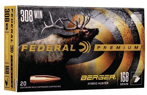 Federal Premium P308BCH1 .308 Win 168gr Berger Hybrid Hunter 20rd Box