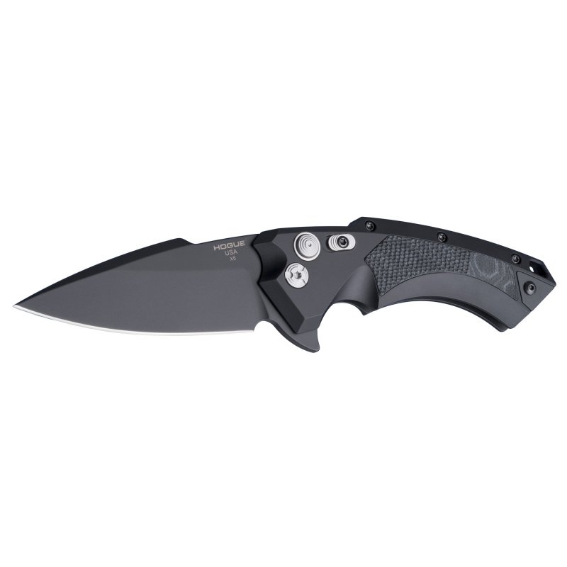 Hogue X5 34579 3.5 In Spear Plain Edge CPM154 Black Aluminum G10