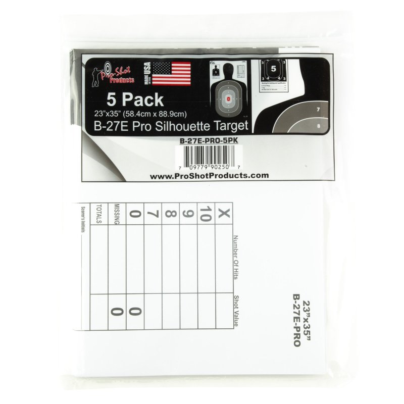 ProShot 23IN X 35IN B27 SILHOUETTE TARGET- PRO RED CENTER 5 PACK