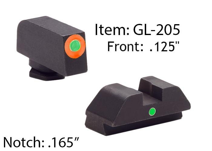 AmeriGlo GL205 i-Dot Night Sight Set Glock 42/43/43X/48 Tritium Green