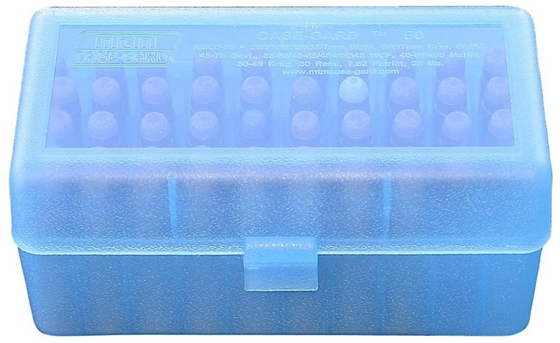 MTM Case-Gard RSLD5024 Ammo Box 50 Rounds Clear Blue Polypropylene