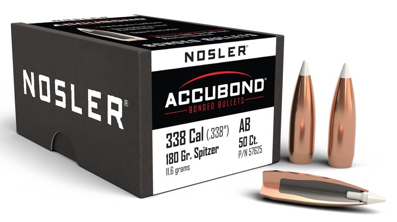 Nosler AccuBond 338 Caliber 180 Grain Spitzer Point Boat Tail 50 Count