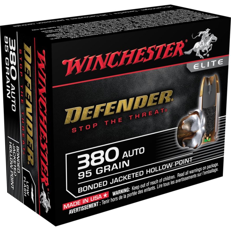 Winchester S380PDB 380 Auto 95 Grain Bonded Jacket Hollow Point 20 Rounds