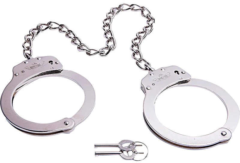 UZI 16" Twist Chain Leg Iron Cuffs Silver - Double-Lock, 23 Positions
