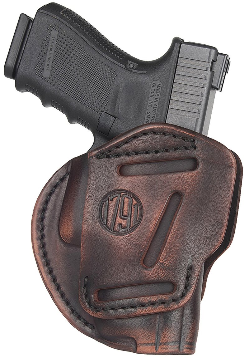 1791 Gunleather 3WH3VTGA 3-Way Leather Holster Ambidextrous Vintage Brown