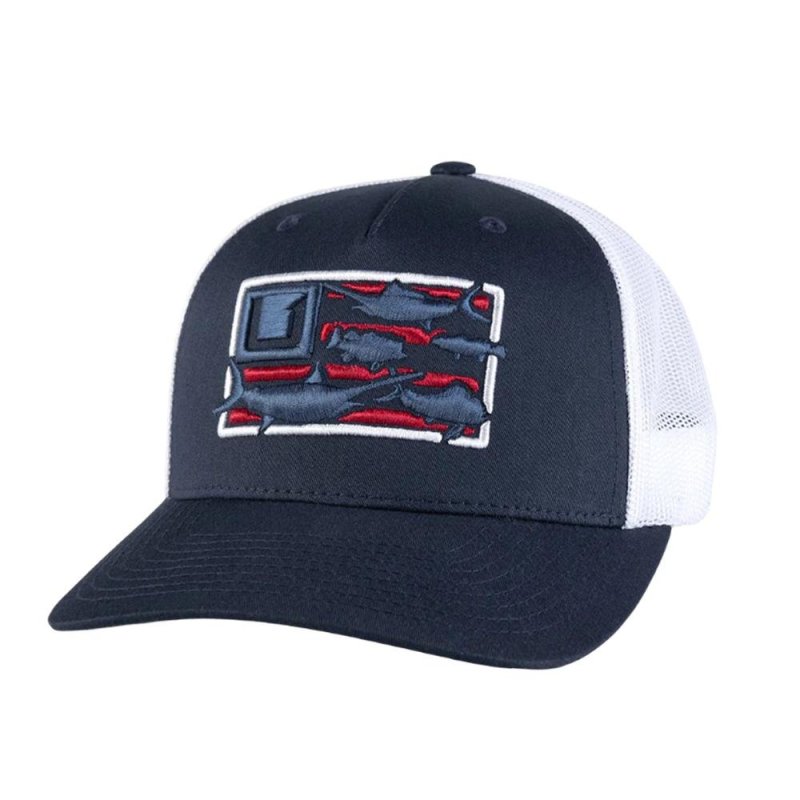 Huk Trophy Flag Trucker Hat Naval Academy H3000470-413-1
